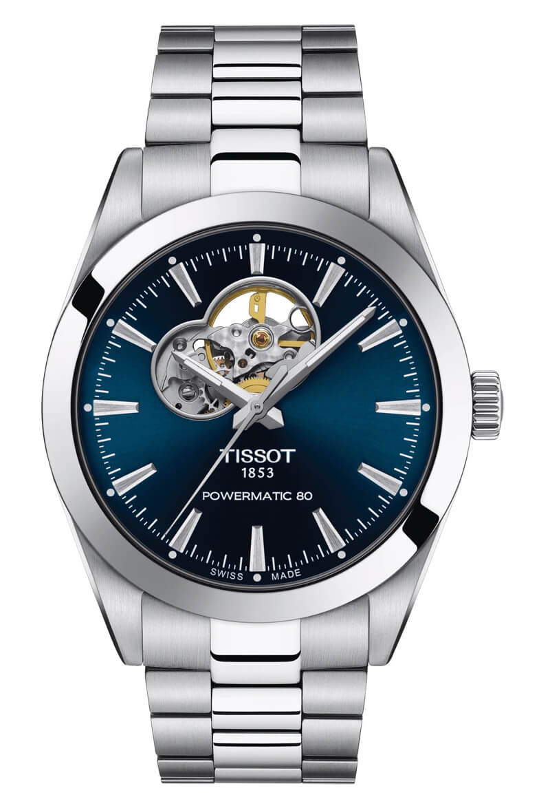 tissot gentleman powermatic 80 open heart xanh